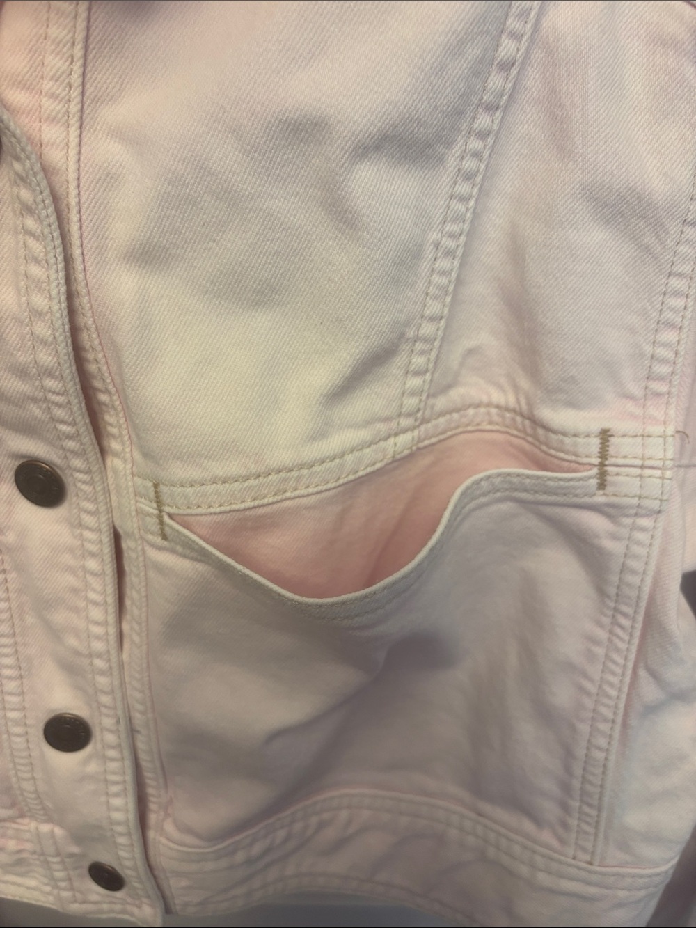 Free People Pale Pink Cropped Denim Jacket - Picture 4 of 9